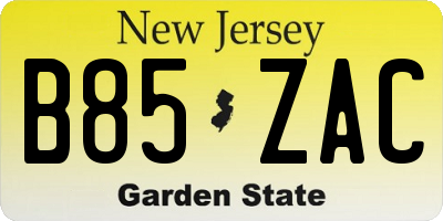 NJ license plate B85ZAC