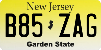 NJ license plate B85ZAG