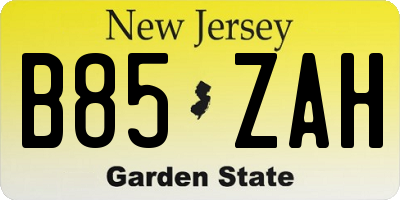 NJ license plate B85ZAH