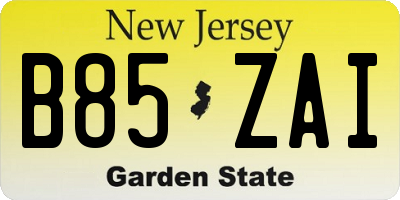 NJ license plate B85ZAI