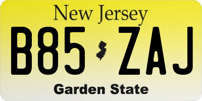 NJ license plate B85ZAJ