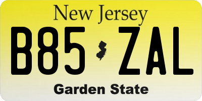 NJ license plate B85ZAL