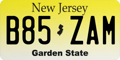 NJ license plate B85ZAM