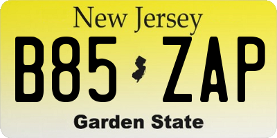 NJ license plate B85ZAP