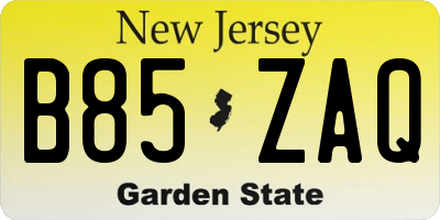 NJ license plate B85ZAQ