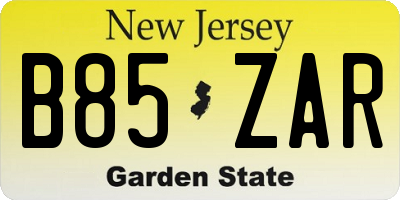 NJ license plate B85ZAR