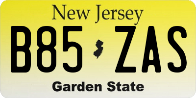 NJ license plate B85ZAS