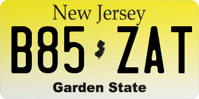 NJ license plate B85ZAT