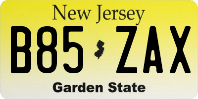 NJ license plate B85ZAX