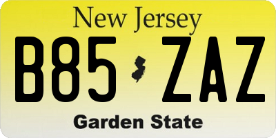 NJ license plate B85ZAZ