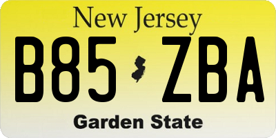 NJ license plate B85ZBA