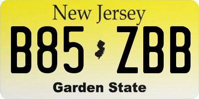 NJ license plate B85ZBB