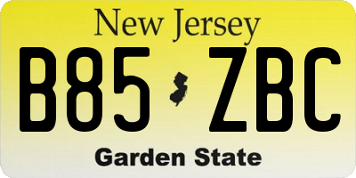 NJ license plate B85ZBC