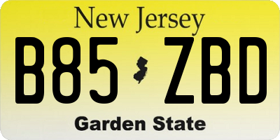 NJ license plate B85ZBD