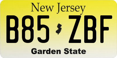 NJ license plate B85ZBF