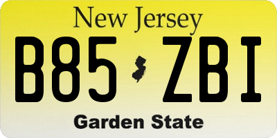 NJ license plate B85ZBI