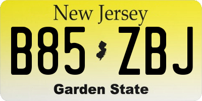 NJ license plate B85ZBJ