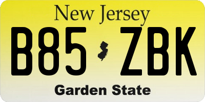 NJ license plate B85ZBK