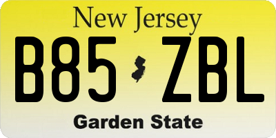 NJ license plate B85ZBL