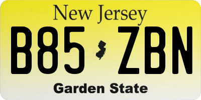 NJ license plate B85ZBN