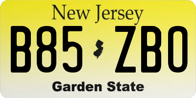 NJ license plate B85ZBO