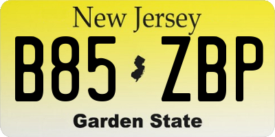 NJ license plate B85ZBP