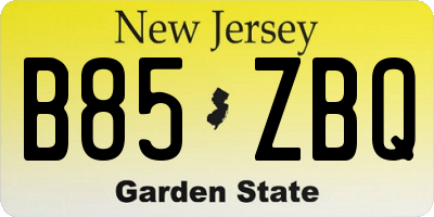 NJ license plate B85ZBQ