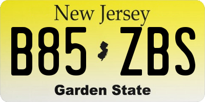 NJ license plate B85ZBS