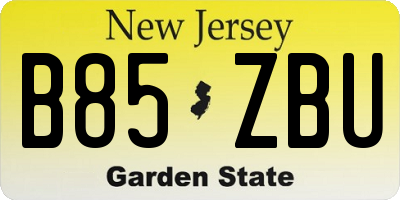 NJ license plate B85ZBU