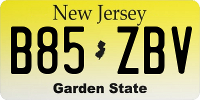 NJ license plate B85ZBV