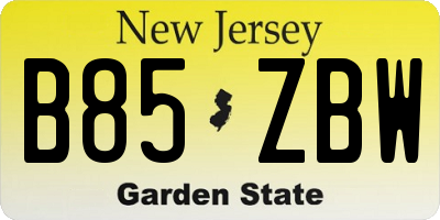 NJ license plate B85ZBW