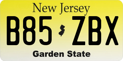 NJ license plate B85ZBX