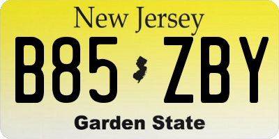 NJ license plate B85ZBY