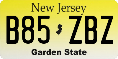 NJ license plate B85ZBZ