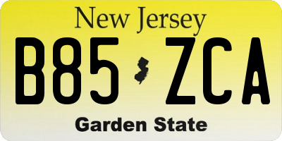 NJ license plate B85ZCA