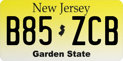 NJ license plate B85ZCB