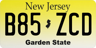 NJ license plate B85ZCD