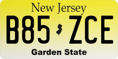 NJ license plate B85ZCE