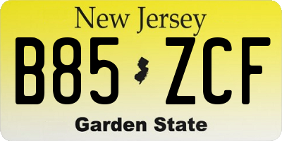 NJ license plate B85ZCF