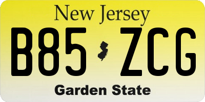 NJ license plate B85ZCG