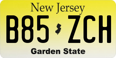 NJ license plate B85ZCH