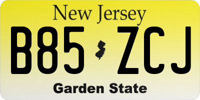 NJ license plate B85ZCJ