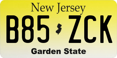 NJ license plate B85ZCK