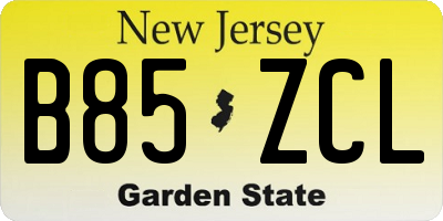 NJ license plate B85ZCL