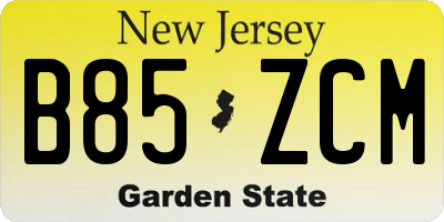 NJ license plate B85ZCM