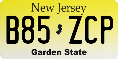 NJ license plate B85ZCP