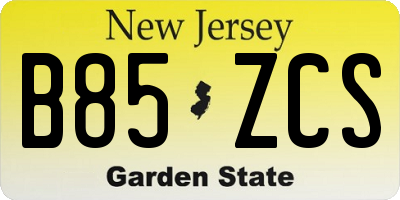 NJ license plate B85ZCS