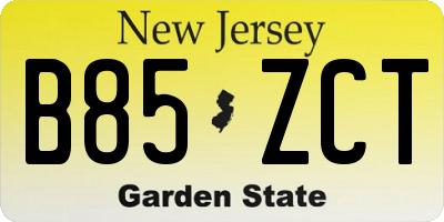 NJ license plate B85ZCT