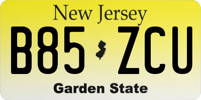 NJ license plate B85ZCU