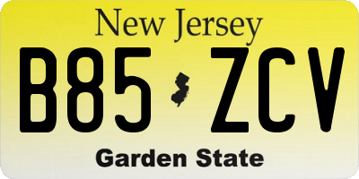 NJ license plate B85ZCV